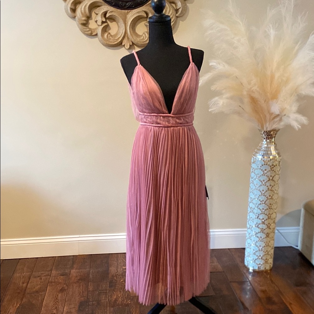 Lulu's Pink Sleeveless Midi Sundress for Weddings